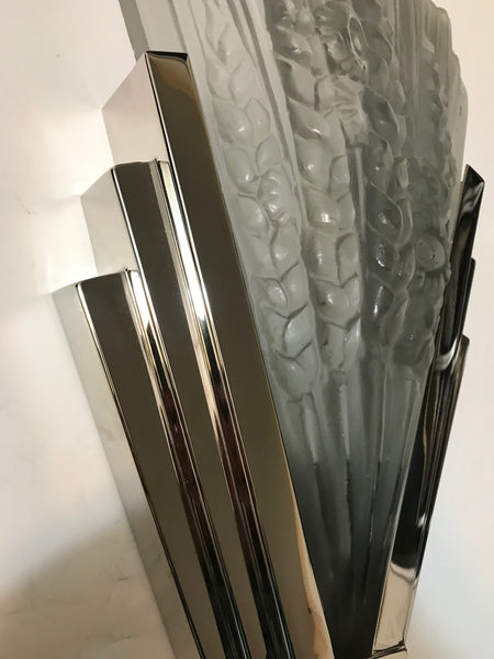 Pair of French Art Deco Skyscraper Floral Sconces