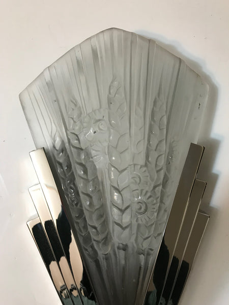 Pair of French Art Deco Skyscraper Floral Sconces