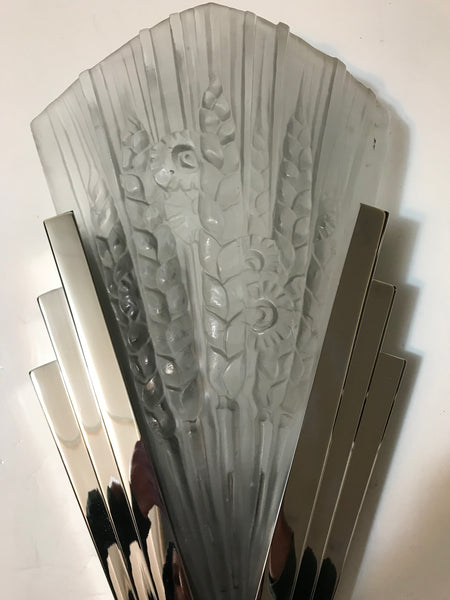 Pair of French Art Deco Skyscraper Floral Sconces