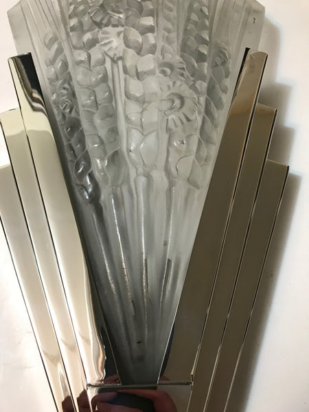 Pair of French Art Deco Skyscraper Floral Sconces