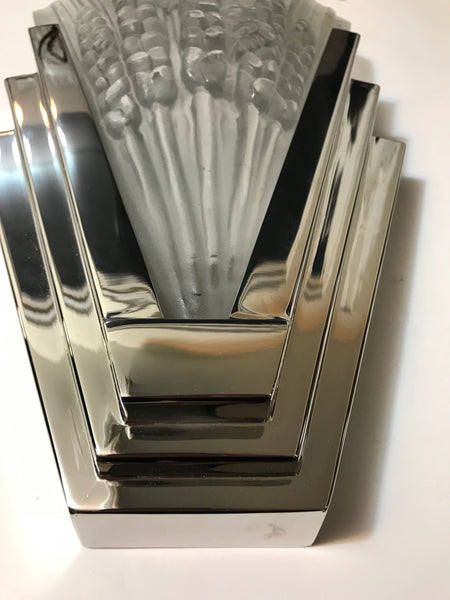 Pair of French Art Deco Skyscraper Floral Sconces