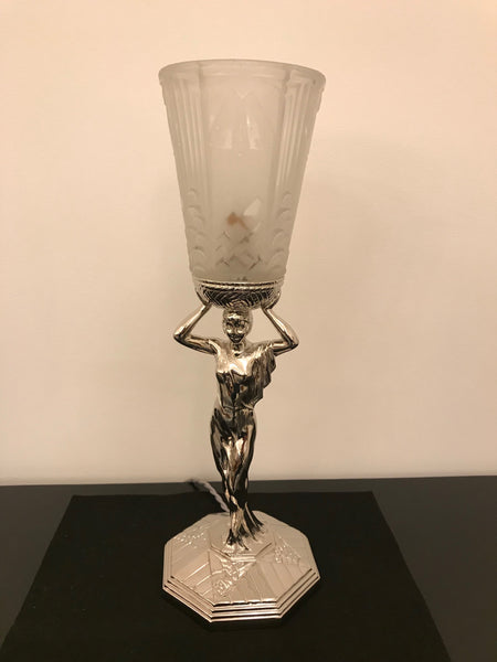 French Art Deco Table Lamp by Muller Frères Luneville