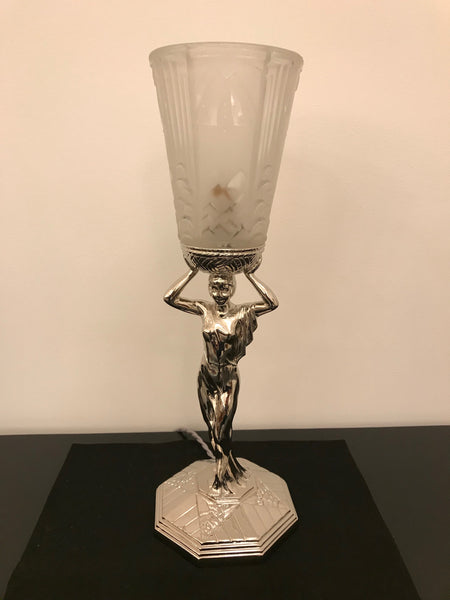 French Art Deco Table Lamp by Muller Frères Luneville