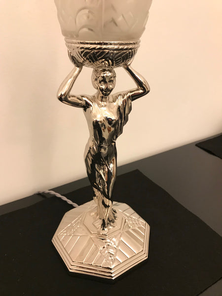 French Art Deco Table Lamp by Muller Frères Luneville