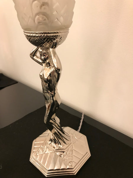 French Art Deco Table Lamp by Muller Frères Luneville