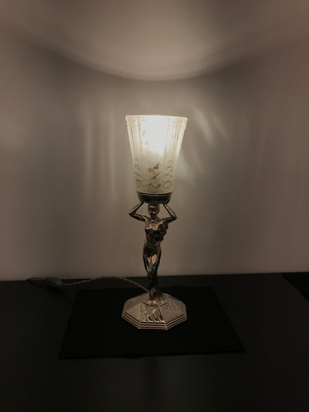 French Art Deco Table Lamp by Muller Frères Luneville