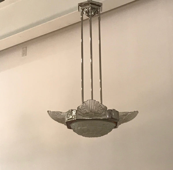French Art Deco Chandelier by Georges Leleu