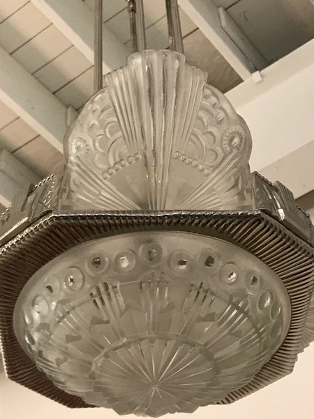 French Art Deco Chandelier by Georges Leleu
