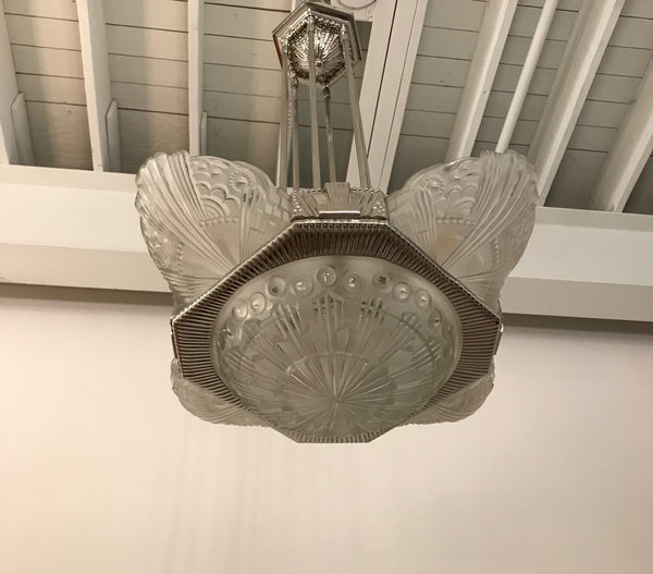 French Art Deco Chandelier by Georges Leleu