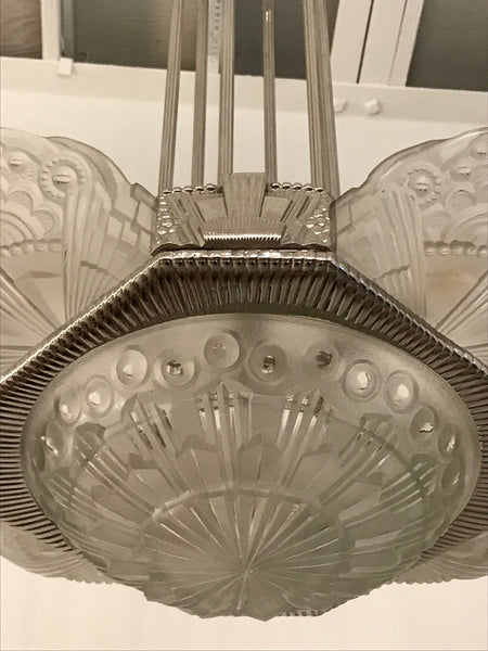 French Art Deco Chandelier by Georges Leleu