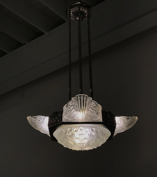 French Art Deco Chandelier by Georges Leleu