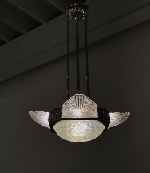 French Art Deco Chandelier by Georges Leleu