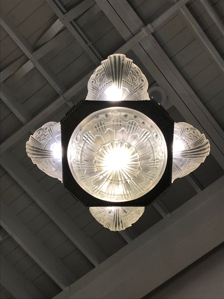 French Art Deco Chandelier by Georges Leleu