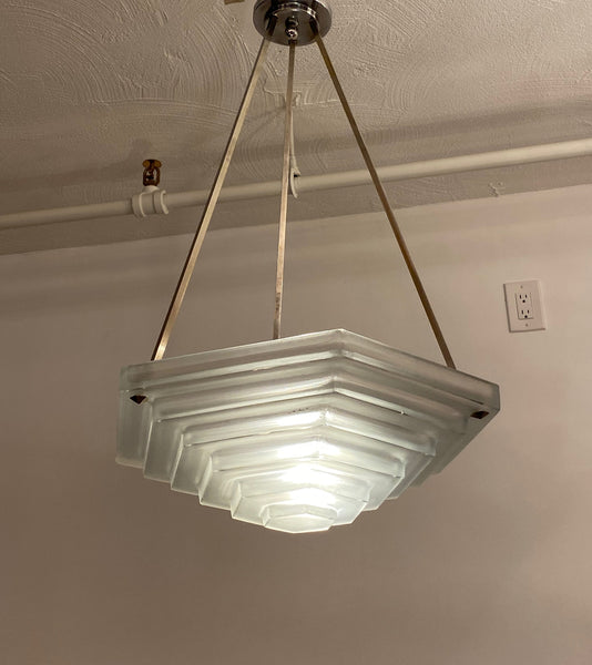 French Art Deco Chandelier Signed By Degue