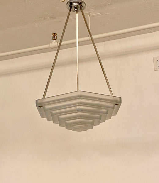 French Art Deco Chandelier Signed By Degue