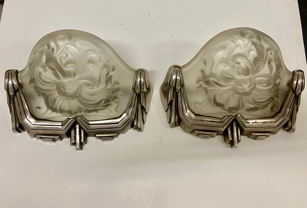 Pair of French Art Deco Sconces Signed by Sabino