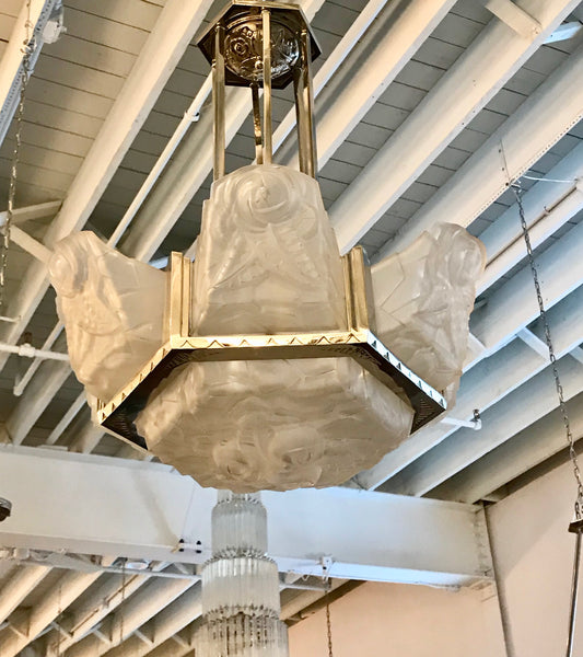 French Art Deco Chandelier Signed by Degué