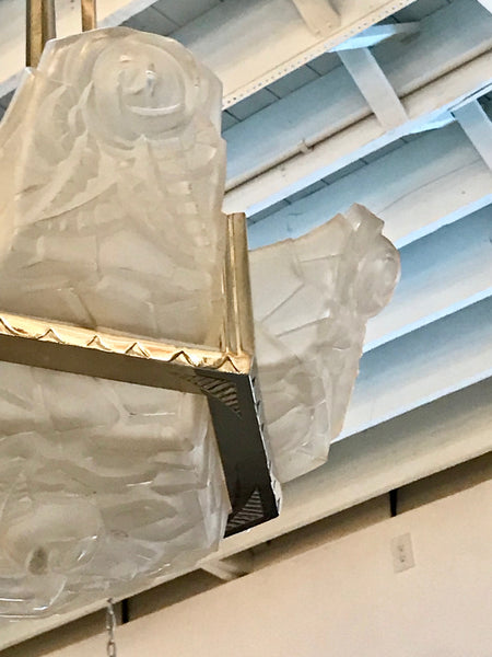 French Art Deco Chandelier Signed by Degué