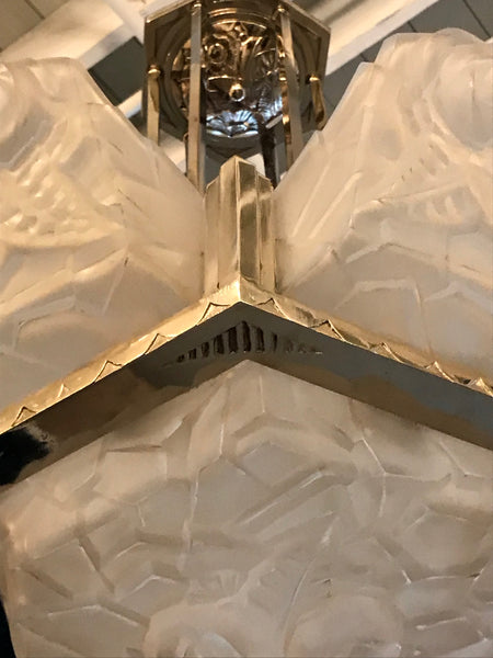 French Art Deco Chandelier Signed by Degué