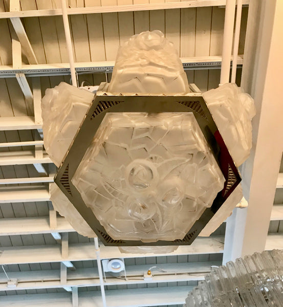 French Art Deco Chandelier Signed by Degué