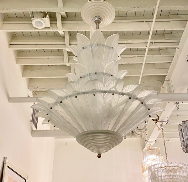 Grand French Art Deco Three Tiered Signed Sabino Chandelier