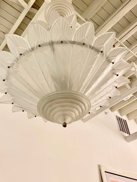 Grand French Art Deco Three Tiered Signed Sabino Chandelier