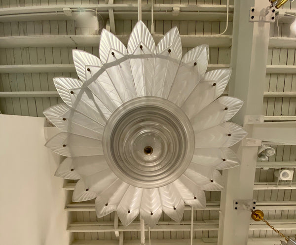 Grand French Art Deco Three Tiered Signed Sabino Chandelier