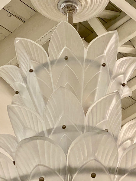 Grand French Art Deco Three Tiered Signed Sabino Chandelier