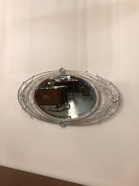 French Art Deco Geometric and Floral Wall Mirror