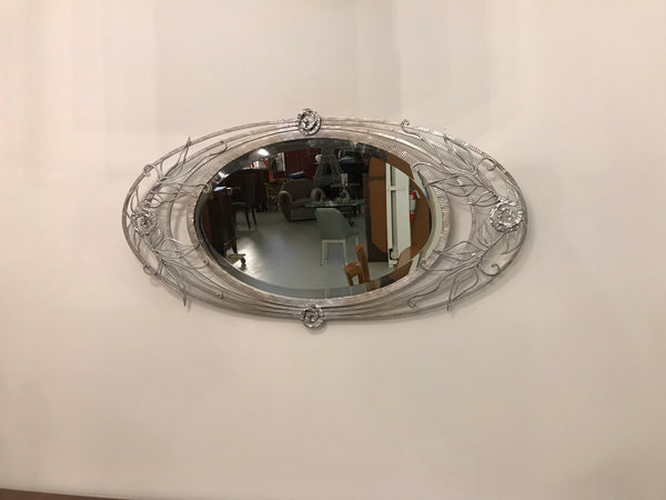 French Art Deco Geometric and Floral Wall Mirror