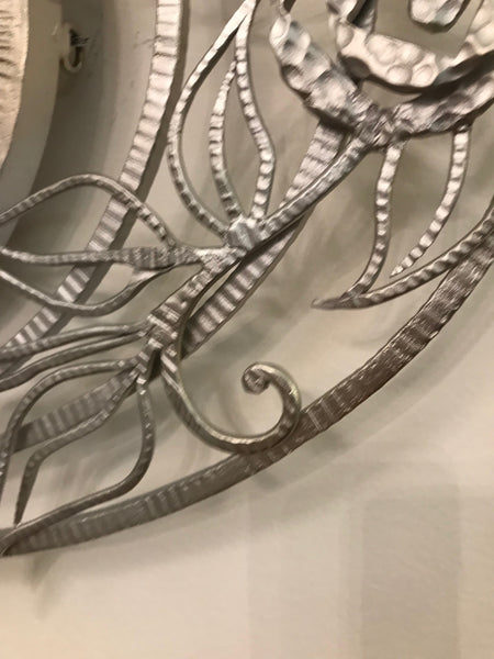 French Art Deco Geometric and Floral Wall Mirror