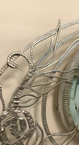 French Art Deco Geometric and Floral Wall Mirror