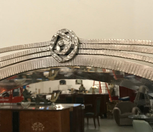 French Art Deco Geometric and Floral Wall Mirror