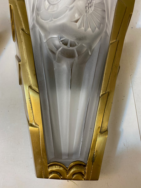 Pair of French Art Deco Wall Sconces Signed by Degue