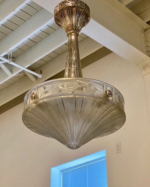 French Art Deco Chandelier Signed by Lorrain Nancy France