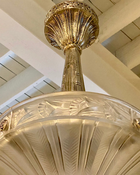 French Art Deco Chandelier Signed by Lorrain Nancy France