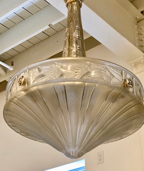 French Art Deco Chandelier Signed by Lorrain Nancy France