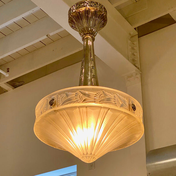 French Art Deco Chandelier Signed by Lorrain Nancy France