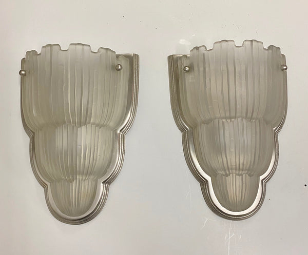 Pair of French Art Deco Wall Sconces Signed by Sabino