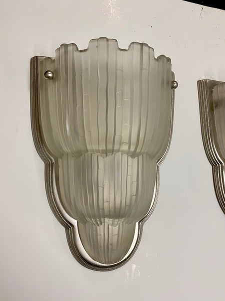 Pair of French Art Deco Wall Sconces Signed by Sabino