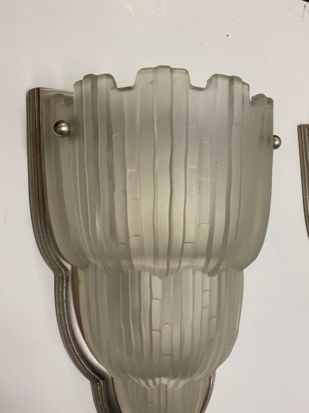 Pair of French Art Deco Wall Sconces Signed by Sabino
