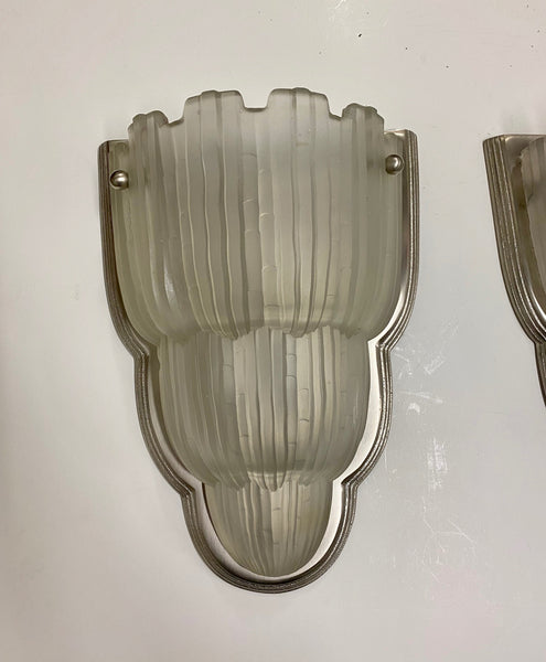 Pair of French Art Deco Wall Sconces Signed by Sabino