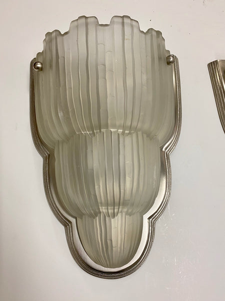 Pair of French Art Deco Wall Sconces Signed by Sabino