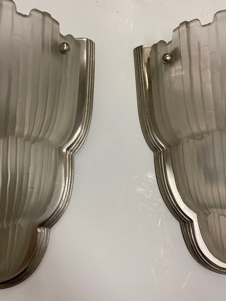 Pair of French Art Deco Wall Sconces Signed by Sabino