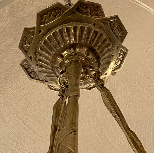 French Art Deco Butterfly Chandelier Signed by Muller Freres Luneville