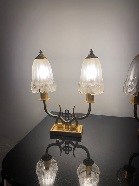 Pair of French Art Deco table Lamps by G Leleu