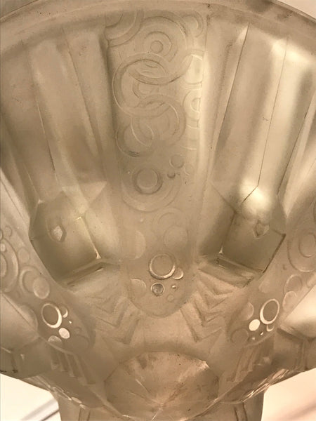 French Art Deco Pendant Chandelier Signed by Muller Frères Luneville