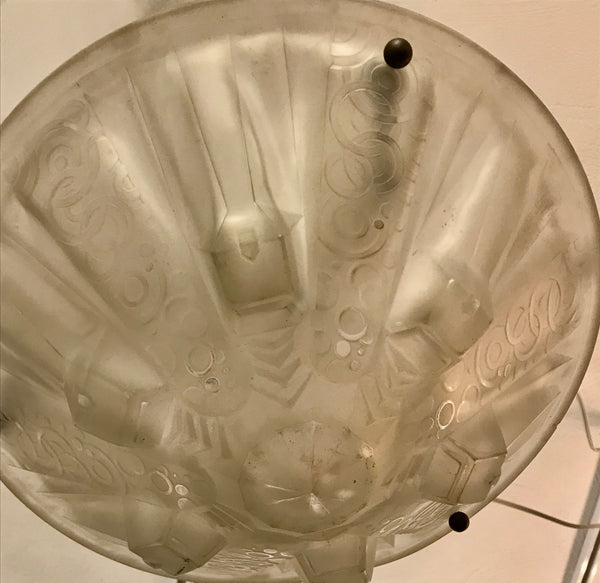 French Art Deco Pendant Chandelier Signed by Muller Frères Luneville