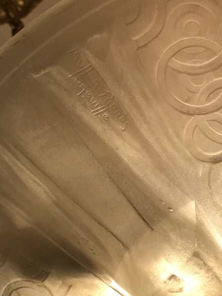 French Art Deco Pendant Chandelier Signed by Muller Frères Luneville