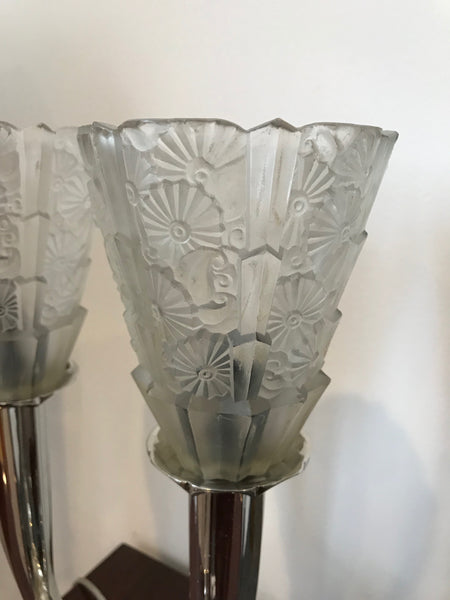 French Art Deco Floral Table Lamp